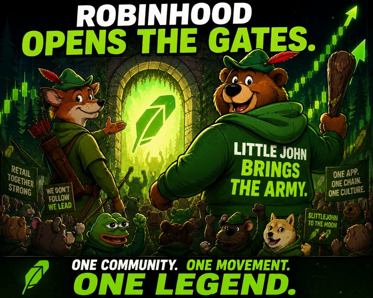 Robinhood opens the gates, Little John brings the army